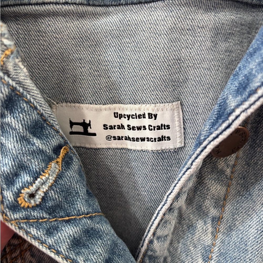 Light Denim Distressed TS Eras Tour Jacket - Picture 3 of 8